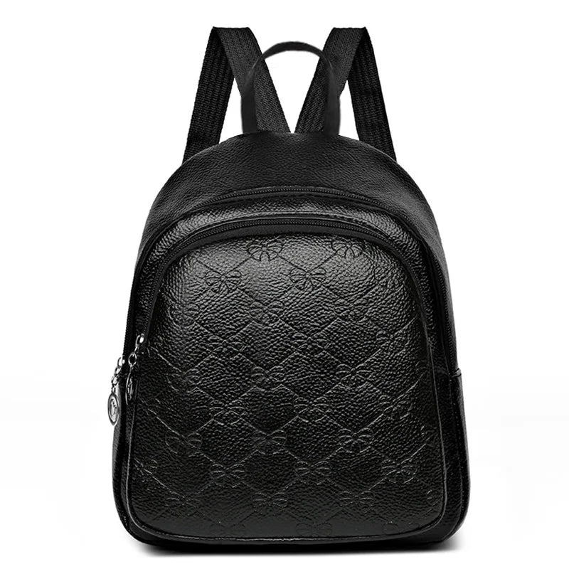 Men's and women's travel small backpack with bow pattern design, suitable for school trips and schoolbags for books