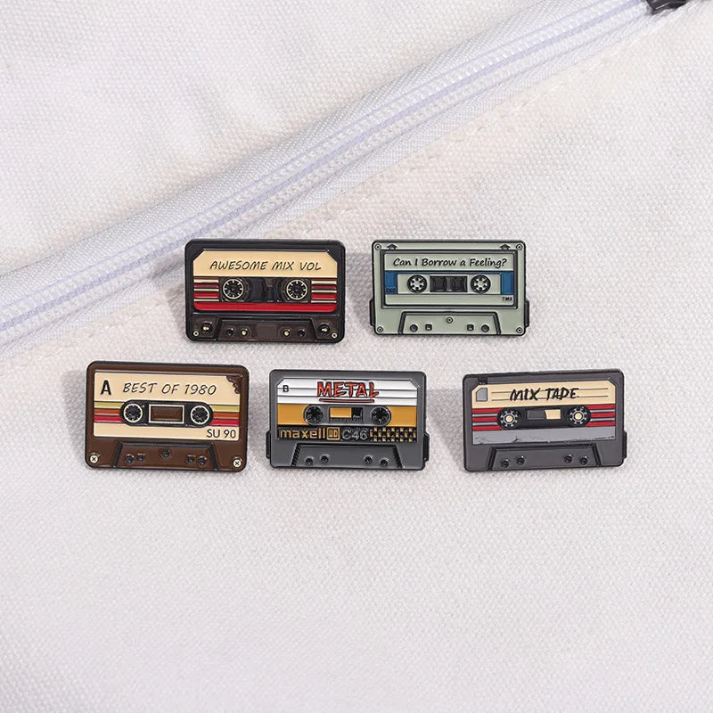 80s 90s Retro Nostalgic Tape Cassettes Enamel Pins Music Tape Can I Borrow A Feeling? Brooch Lapel Badge Jewelry Gifts Wholesale