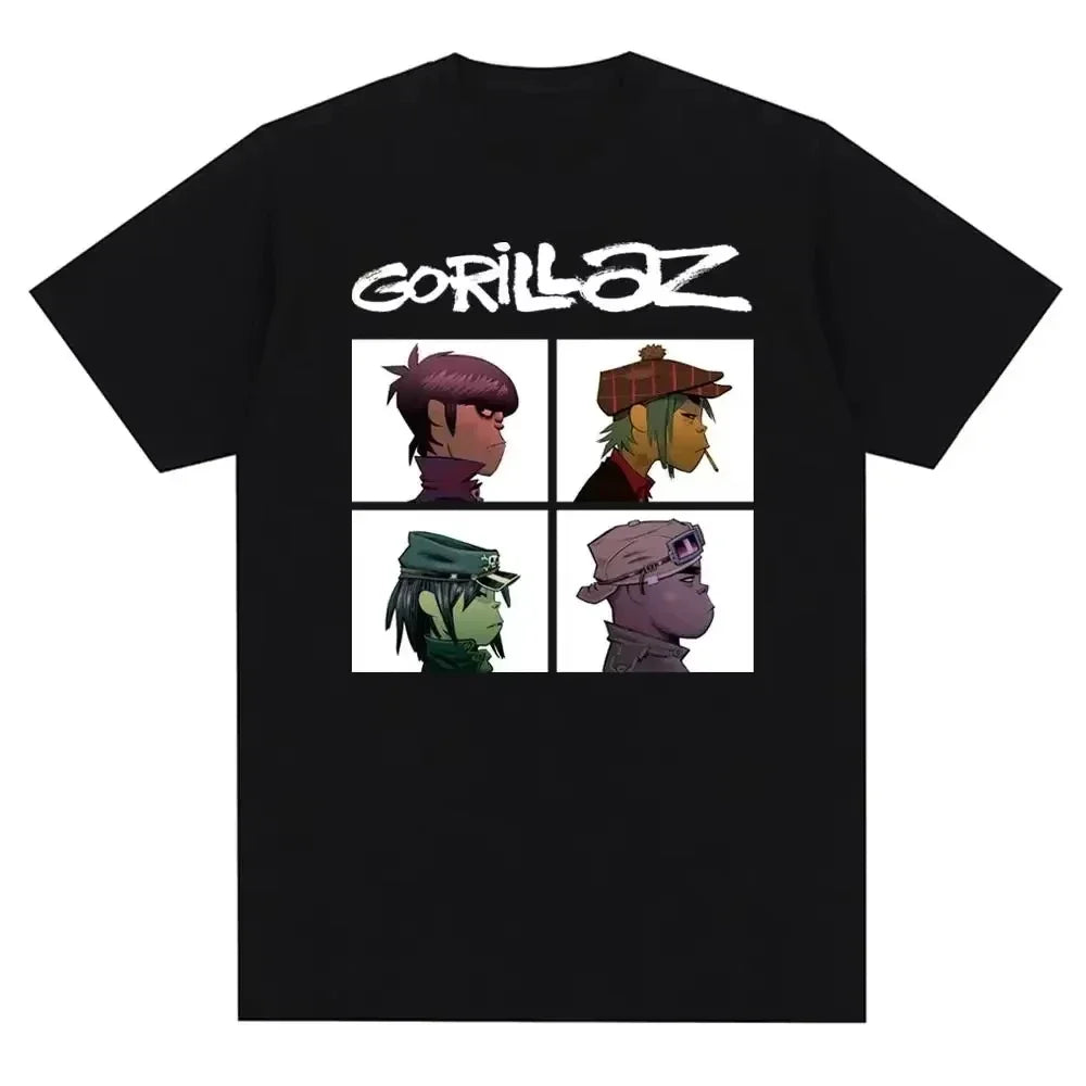 2025 Music Band Gorillazs Punk Rock Print T Shirt 90s Casual Fashion Short Sleeve Plus Size T Shirt Unisex Graphic T Shirts