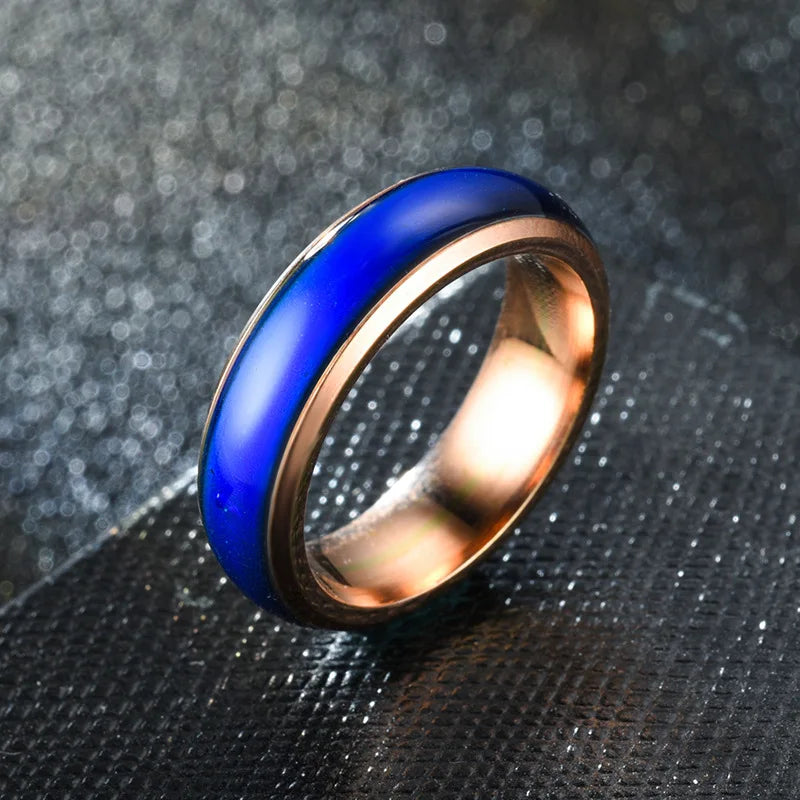 1pcs Stainless Steel Mood Ring Changing Color Rings Emotion Feeling Temperature Ring for Women Men Couples Rings Fashion Jewelry