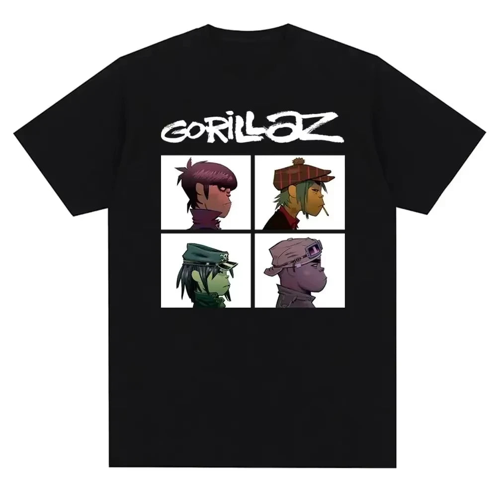 2025 Music Band Gorillazs Punk Rock Print T Shirt 90s Casual Fashion Short Sleeve Plus Size T Shirt Unisex Graphic T Shirts