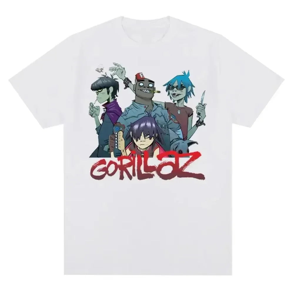 2025 Music Band Gorillazs Punk Rock Print T Shirt 90s Casual Fashion Short Sleeve Plus Size T Shirt Unisex Graphic T Shirts