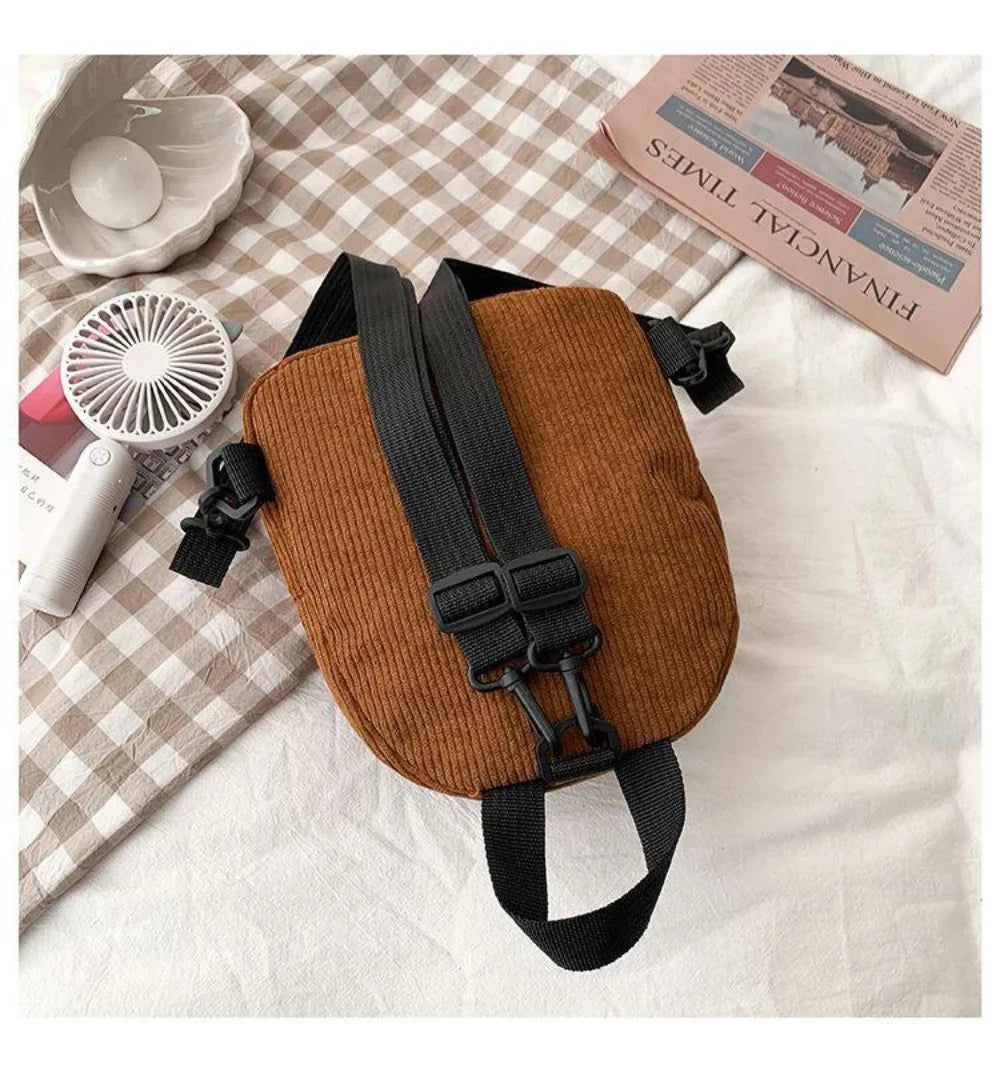 Women's Mini Backpack Fashion Solid Color Corduroy Small Simple Casual Traveling Large Capacity Durable Female's Schoolbag