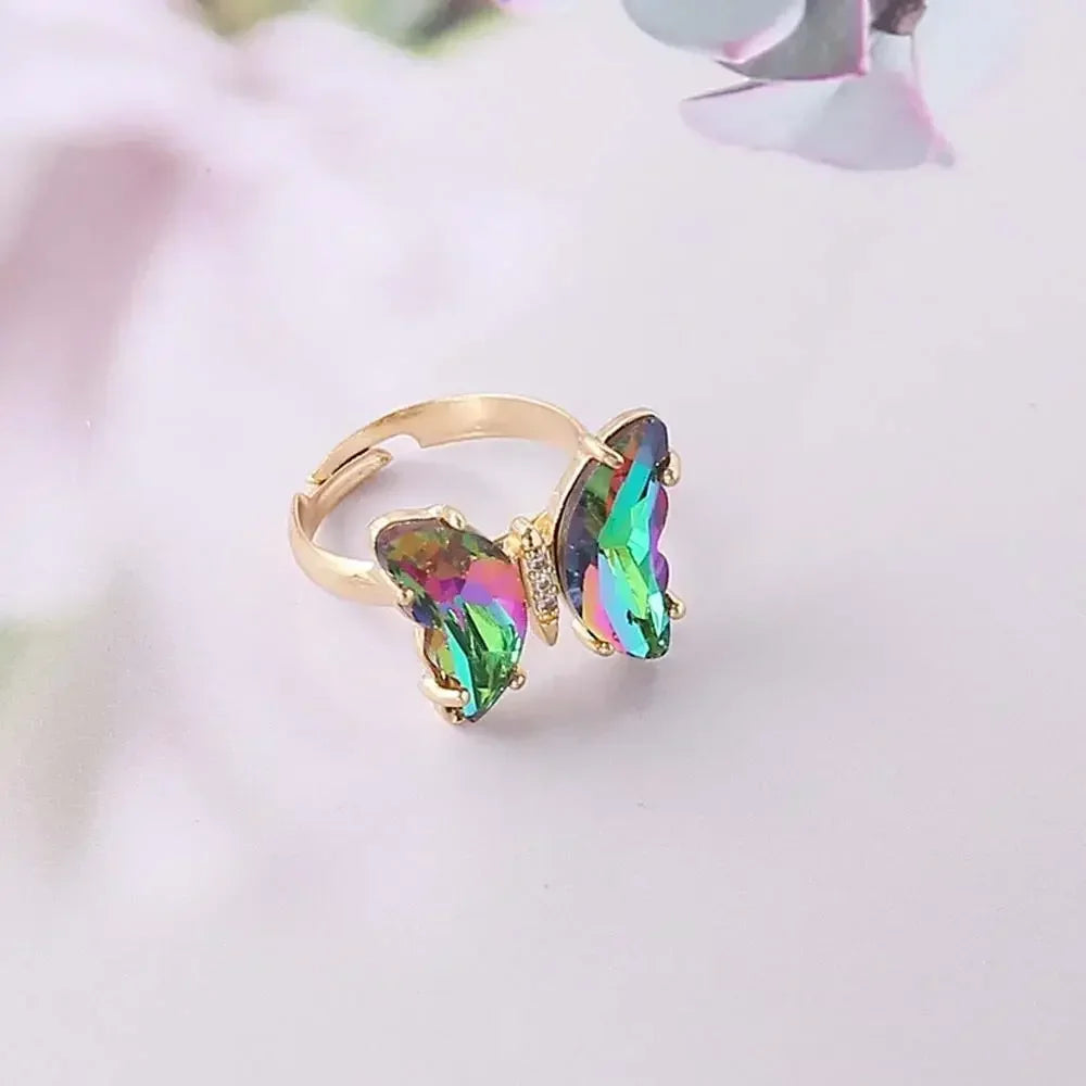 Butterfly Mood Ring Gradient Color Adjustable Temperature Ring Jewelry For Kids Birthday Gold Butterfly Rings Wholesale 2023