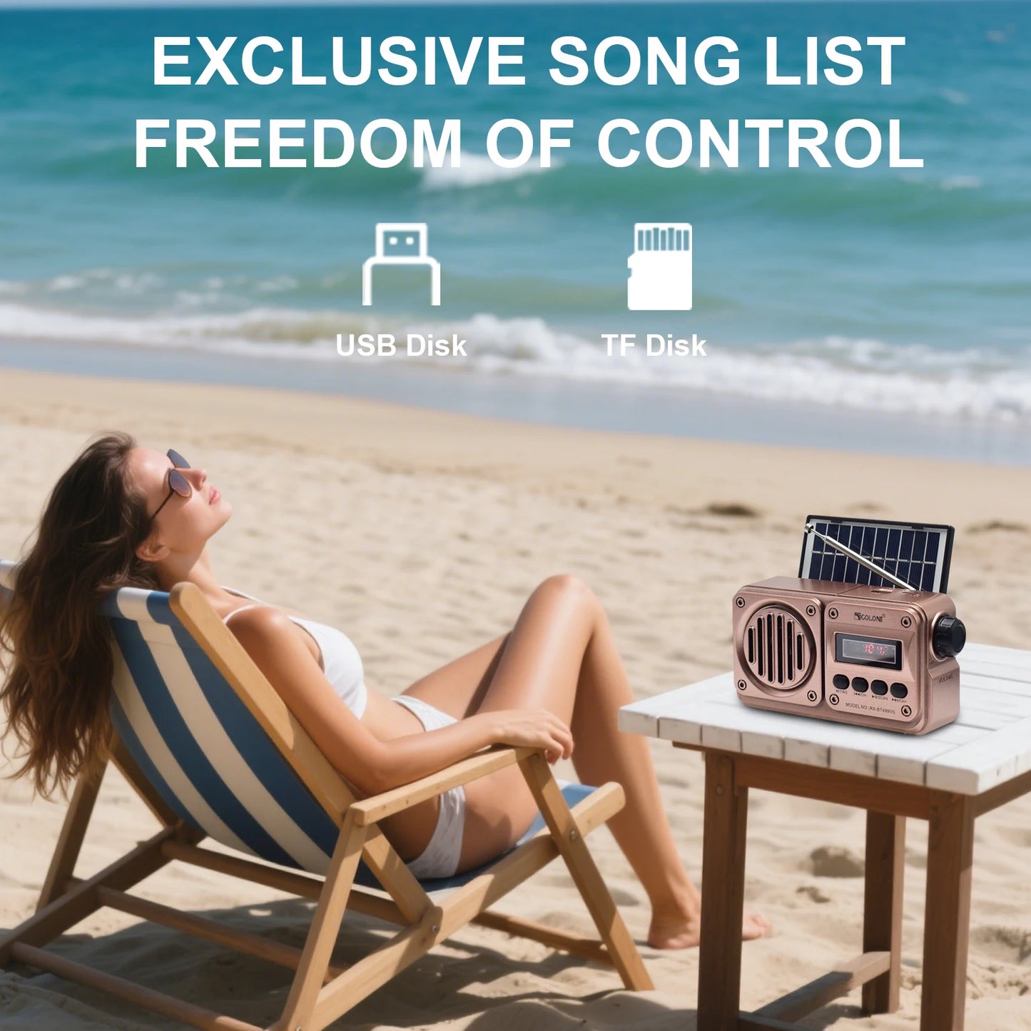 MD-499 Wireless Bluetooth Speaker MP3 Playback FM Radio Solar Charging Emergency power outage Radio Full Band High Sensitivity