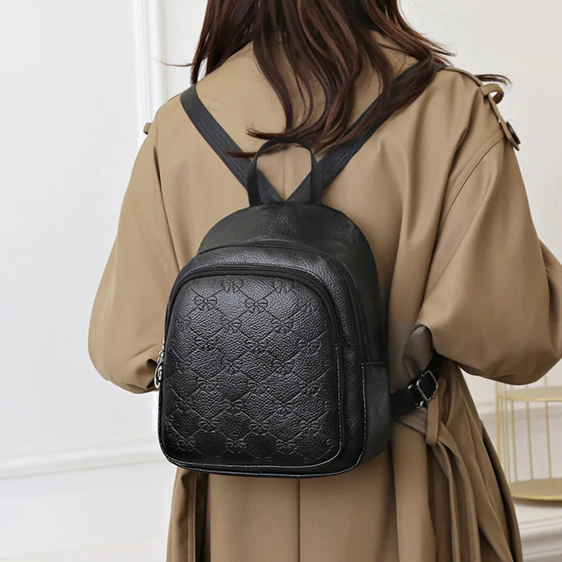 Men's and women's travel small backpack with bow pattern design, suitable for school trips and schoolbags for books