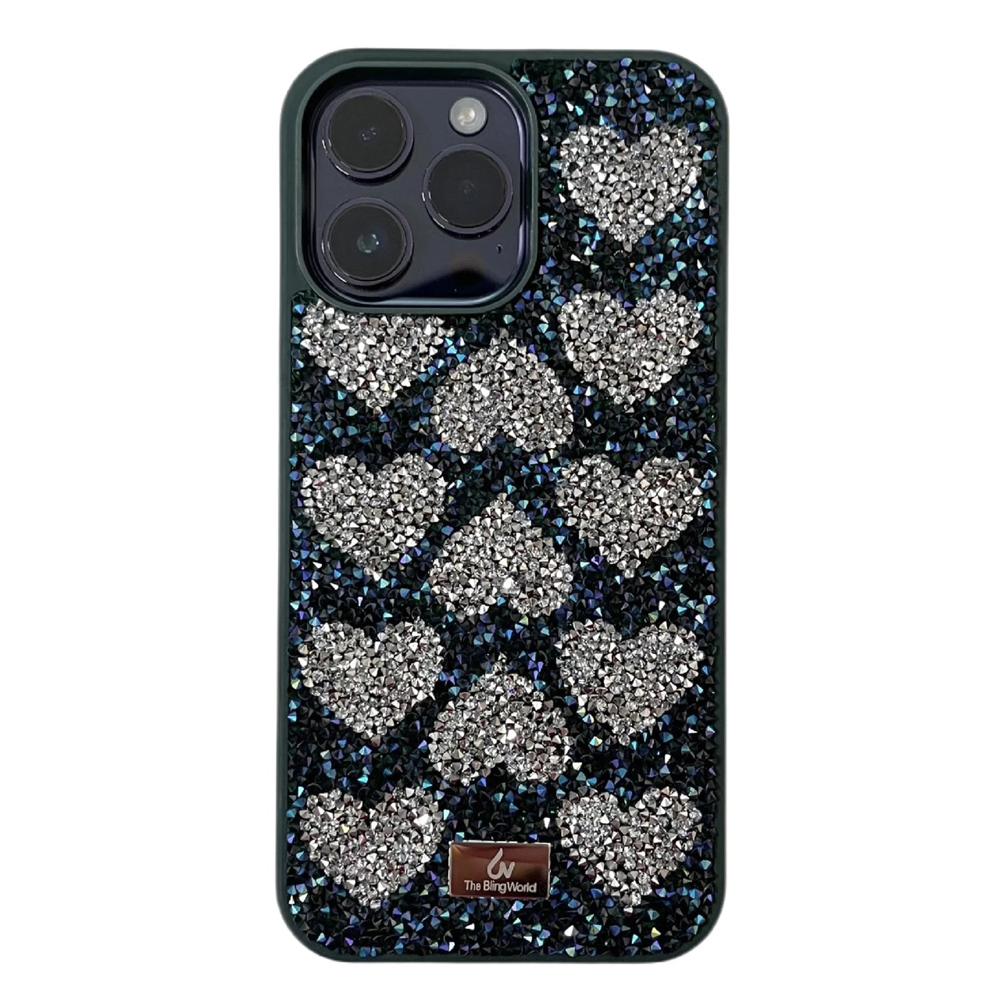 Luxury Rhinestone Phone Case For Iphone 17 16 Pro Max 15 14 13 Pro Cute Teenage Girl Bling Rhinestone Love Heart Shockproof Case