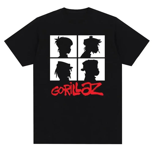 2025 Music Band Gorillazs Punk Rock Print T Shirt 90s Casual Fashion Short Sleeve Plus Size T Shirt Unisex Graphic T Shirts