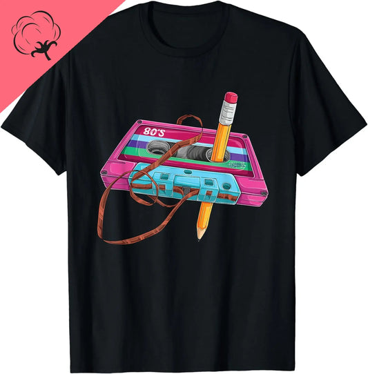Vintage Cassette Tape Pencil 70's 80's 90's Music Mixtape T-Shirt  Graphic T Shirts  Vintage Clothing Tops  Camiseta Hombre