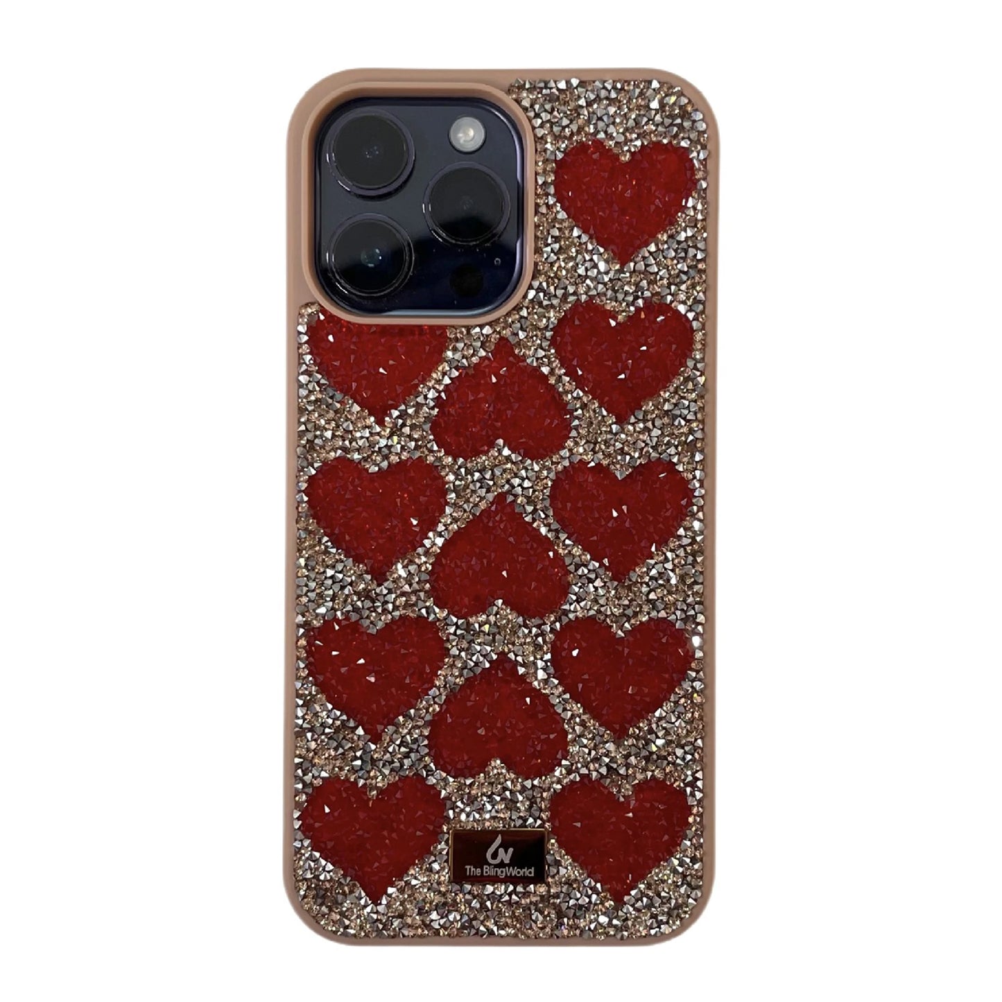Luxury Rhinestone Phone Case For Iphone 17 16 Pro Max 15 14 13 Pro Cute Teenage Girl Bling Rhinestone Love Heart Shockproof Case