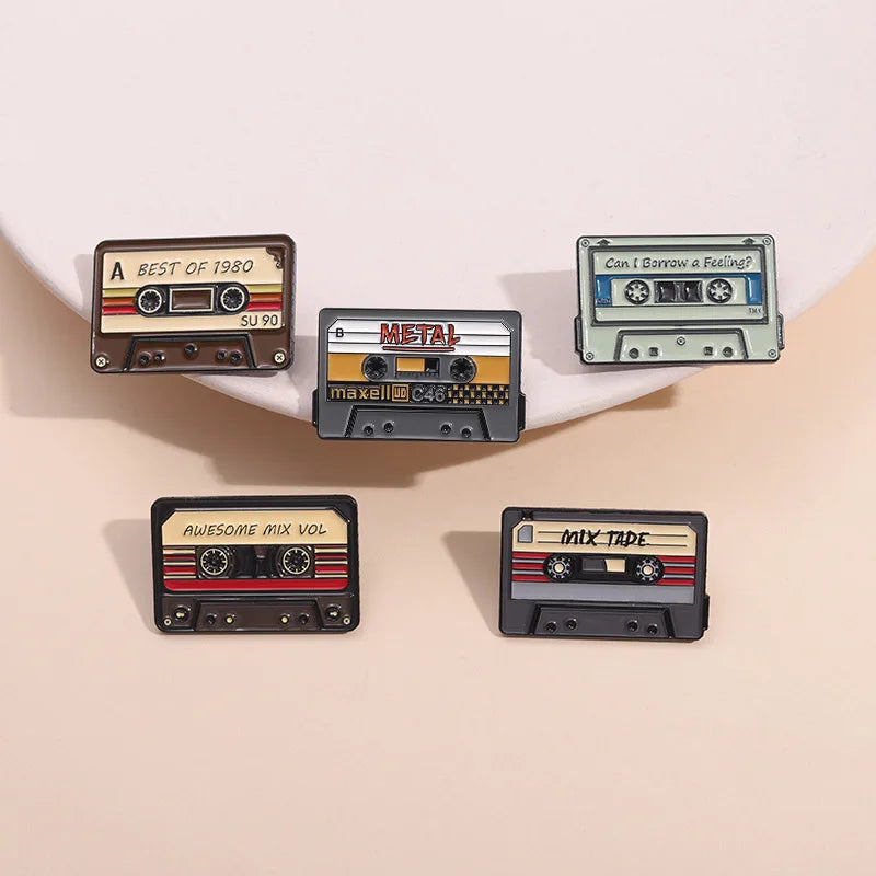 80s 90s Retro Nostalgic Tape Cassettes Enamel Pins Music Tape Can I Borrow A Feeling? Brooch Lapel Badge Jewelry Gifts Wholesale
