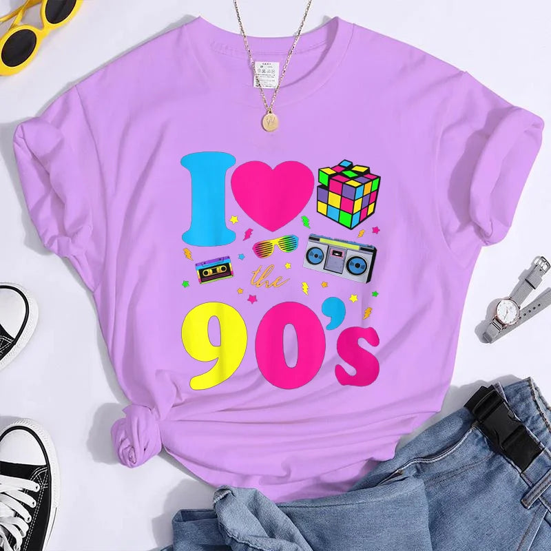 Women's Fashion 90's T-Shirt Summer Casual Classic 90's Shirt Loose Women's T-Shirt Tops