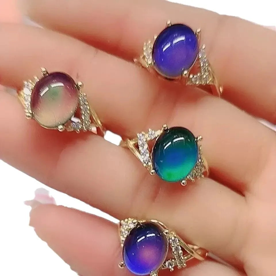 New Fashion Changing Color Rings Mood Emotion Feeling Temperature Ring for Women Men Couples Ring Measuring Tone Jewelry Gift
