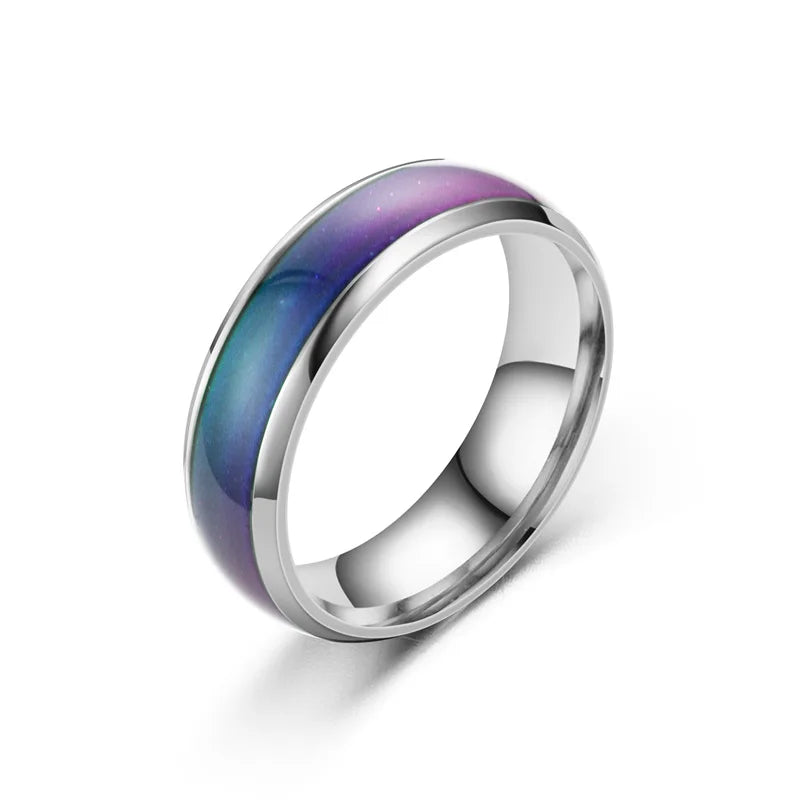 5 Colors Stainless Steel Changing Color Rings Mood Emotion Feeling Temperature Ring for Women Men Couples Ring Tone Jewelry Gift