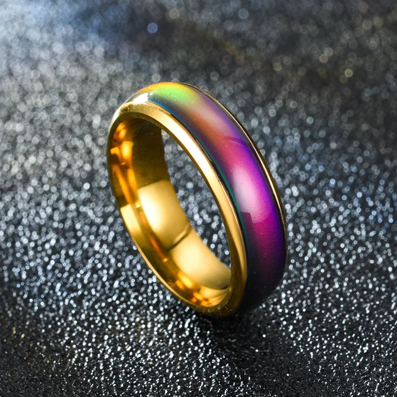 1pcs Stainless Steel Mood Ring Changing Color Rings Emotion Feeling Temperature Ring for Women Men Couples Rings Fashion Jewelry