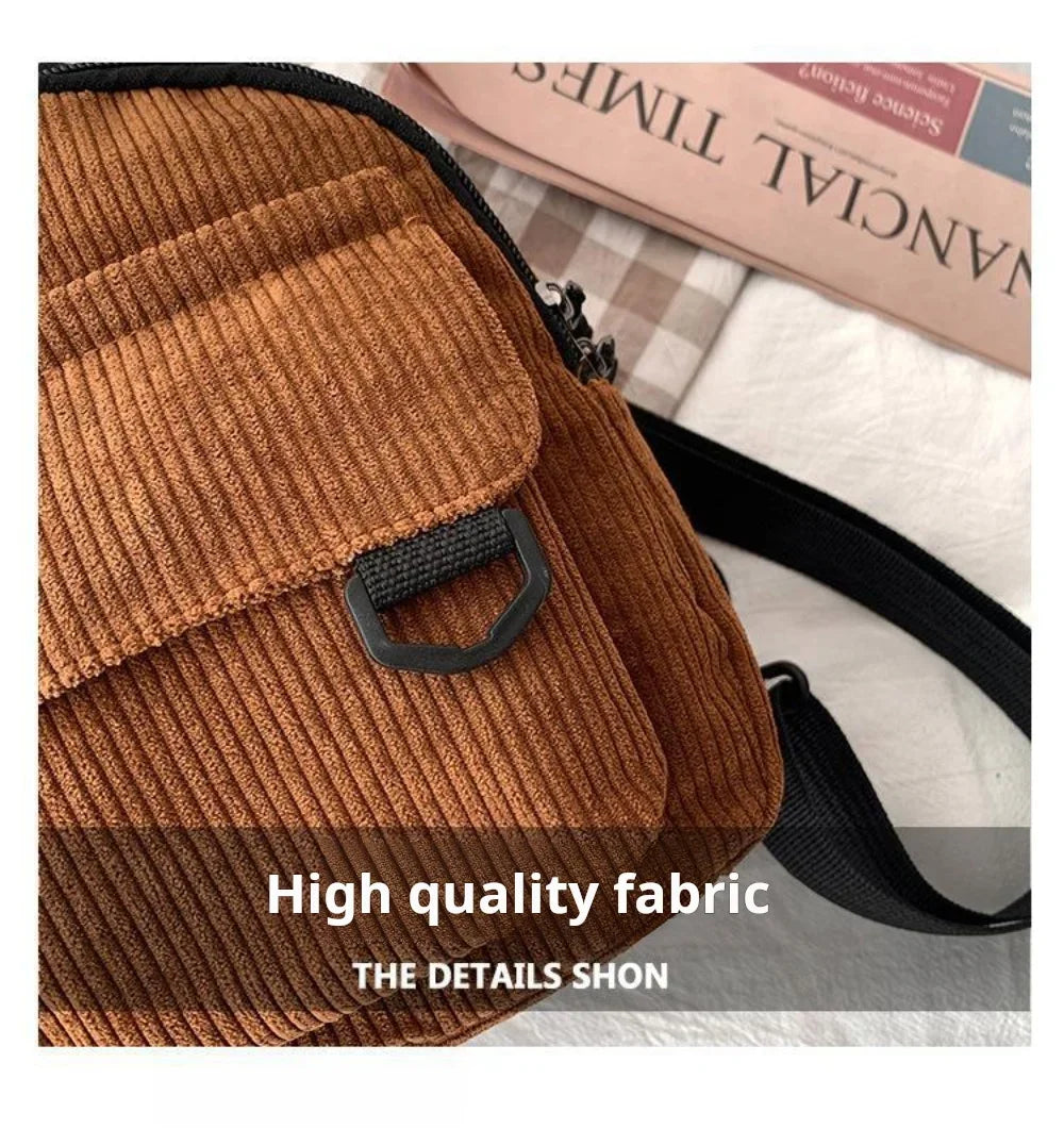 Women's Mini Backpack Fashion Solid Color Corduroy Small Simple Casual Traveling Large Capacity Durable Female's Schoolbag