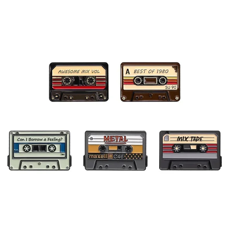 80s 90s Retro Nostalgic Tape Cassettes Enamel Pins Music Tape Can I Borrow A Feeling? Brooch Lapel Badge Jewelry Gifts Wholesale