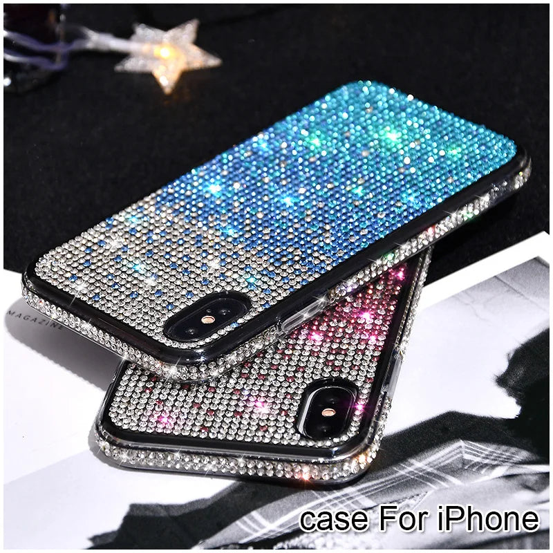 Rhinestone Phone Case For iPhone 16 15 14 13 12 Pro Max 11 Back Cover