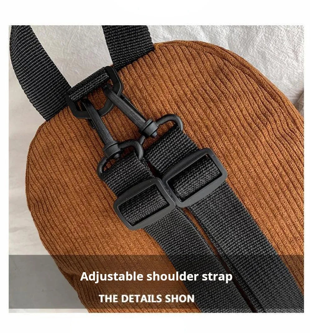 Women's Mini Backpack Fashion Solid Color Corduroy Small Simple Casual Traveling Large Capacity Durable Female's Schoolbag