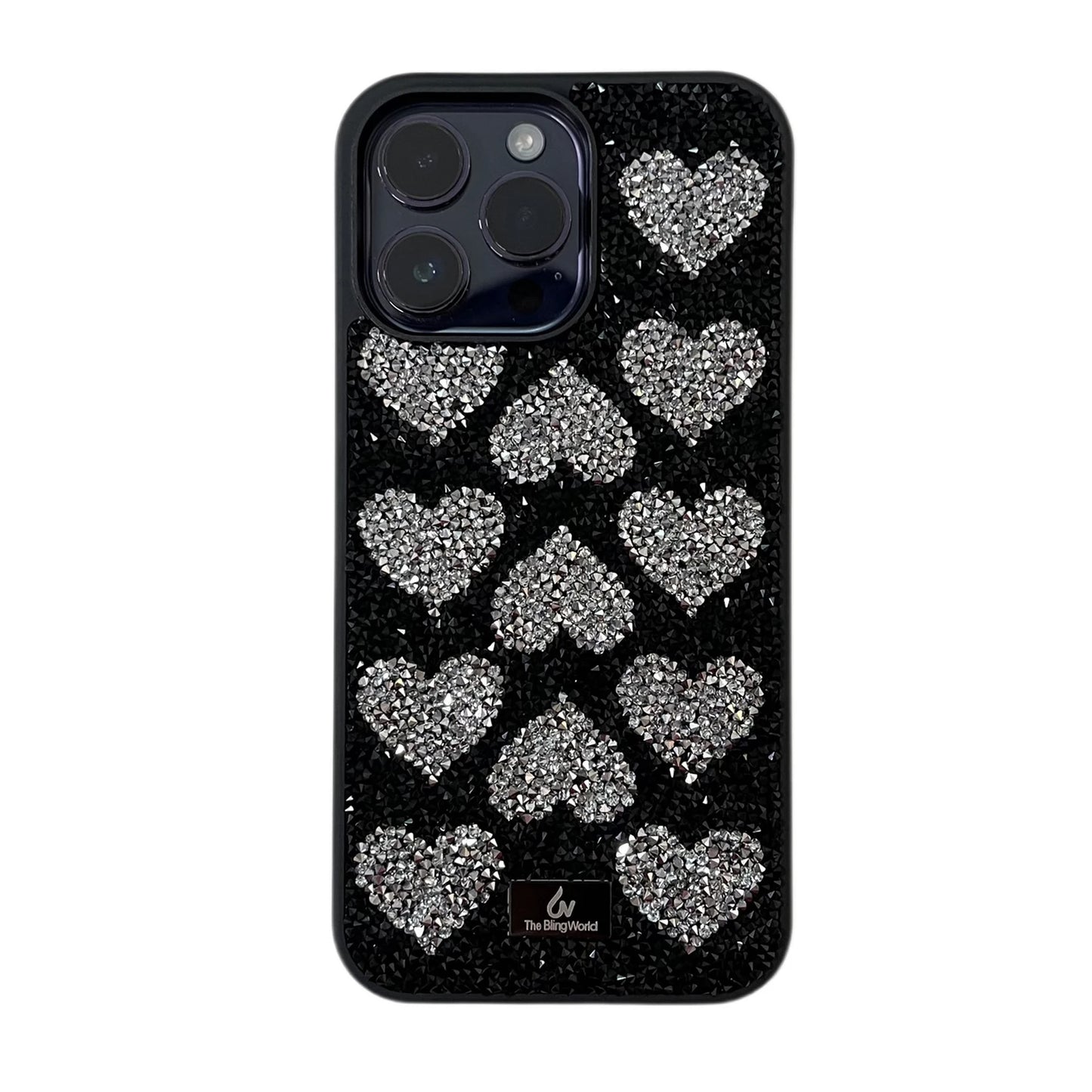 Luxury Rhinestone Phone Case For Iphone 17 16 Pro Max 15 14 13 Pro Cute Teenage Girl Bling Rhinestone Love Heart Shockproof Case
