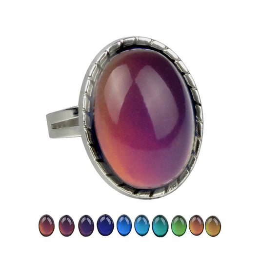 Change Mood Ring Open Retro Gem Emotion Feeling Changeable Ring Temperature Control Gems Color Changing Rings for Women Female