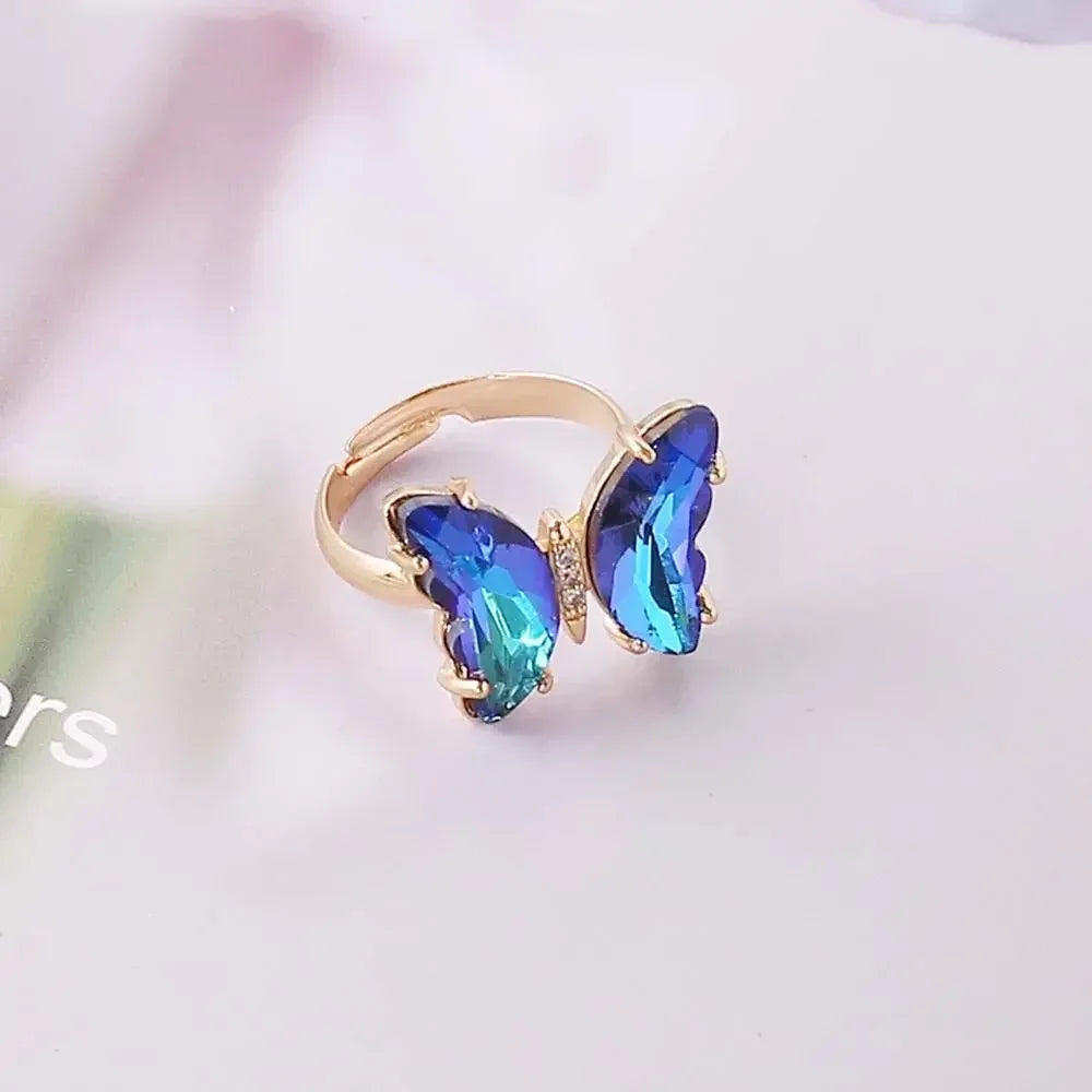Butterfly Mood Ring Gradient Color Adjustable Temperature Ring Jewelry For Kids Birthday Gold Butterfly Rings Wholesale 2023
