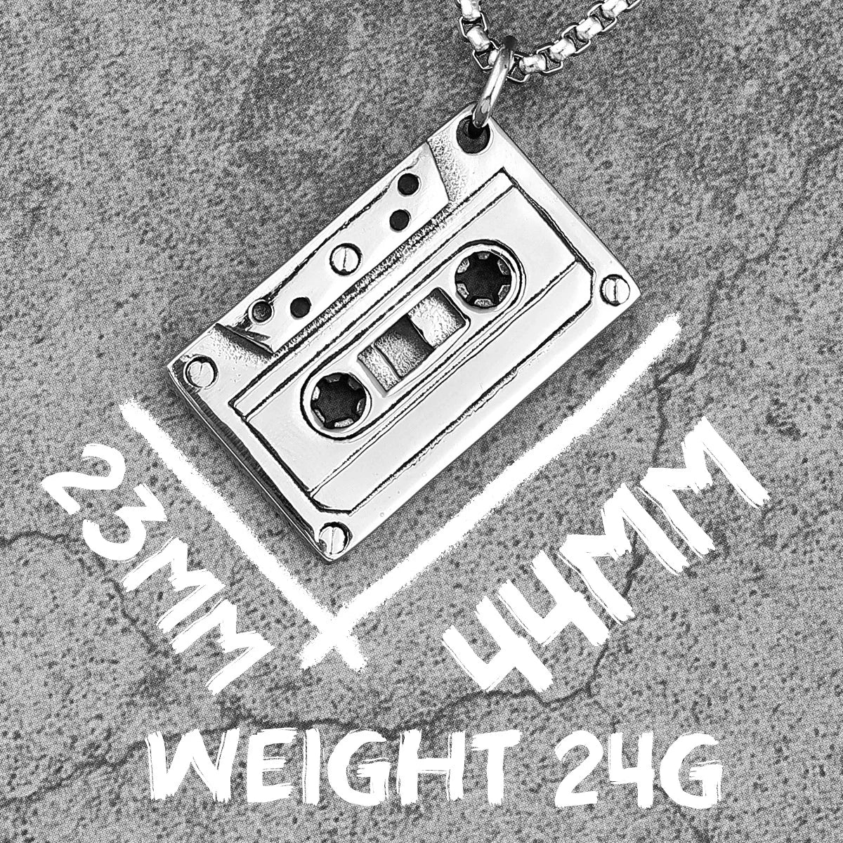 HipHop Rock Cassette Stainless Steel Necklace Men Women