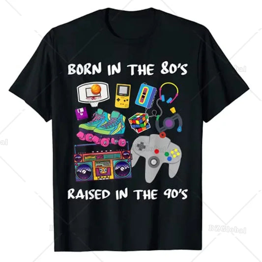 Retro Style 80s 90s Graphic Tshirts Born in The 80's Raised in The 90's T-Shirt Vintage Cool Clothing Harajuku