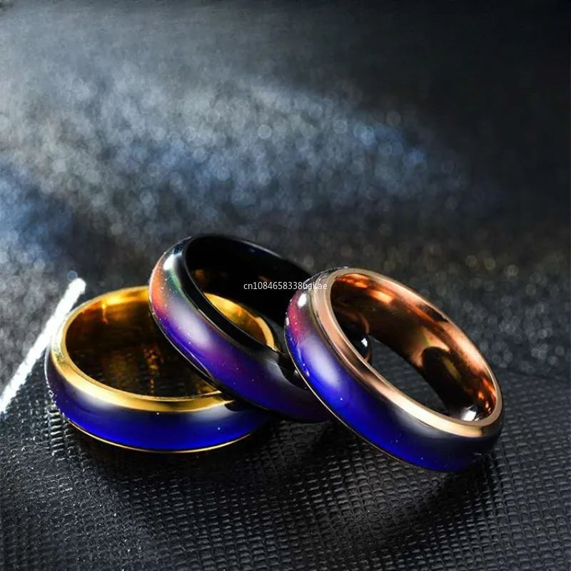 1pcs Stainless Steel Mood Ring Changing Color Rings Emotion Feeling Temperature Ring for Women Men Couples Rings Fashion Jewelry