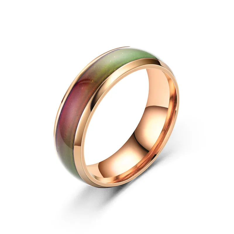 5 Colors Stainless Steel Changing Color Rings Mood Emotion Feeling Temperature Ring for Women Men Couples Ring Tone Jewelry Gift
