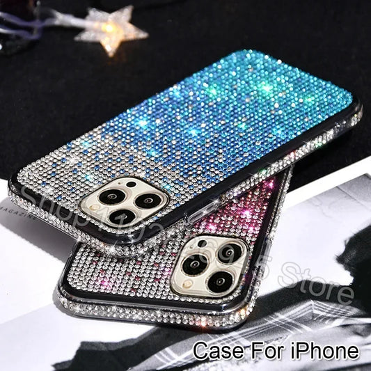 Rhinestone Phone Case For iPhone 16 15 14 13 12 Pro Max 11 Back Cover