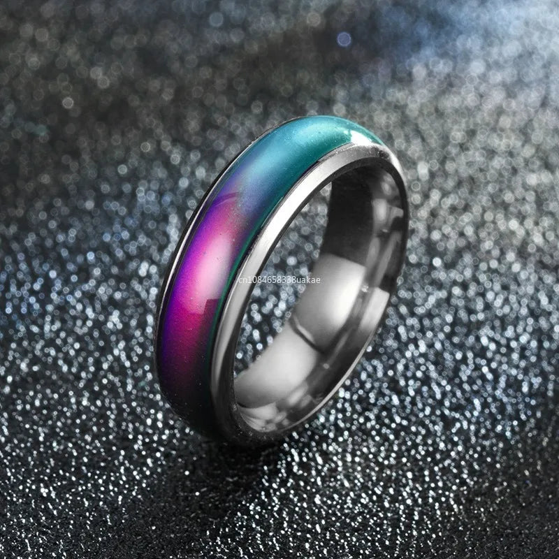 1pcs Stainless Steel Mood Ring Changing Color Rings Emotion Feeling Temperature Ring for Women Men Couples Rings Fashion Jewelry