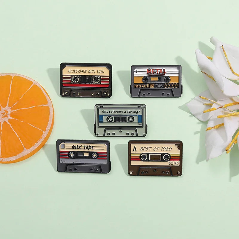 80s 90s Retro Nostalgic Tape Cassettes Enamel Pins Music Tape Can I Borrow A Feeling? Brooch Lapel Badge Jewelry Gifts Wholesale