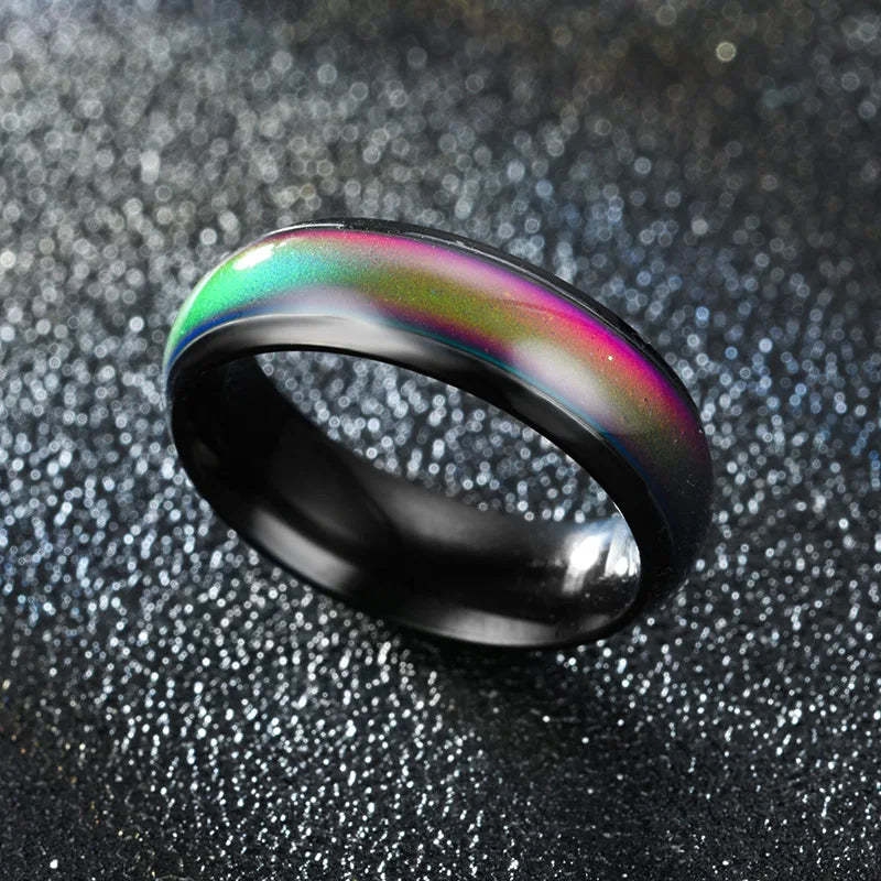 1pcs Stainless Steel Mood Ring Changing Color Rings Emotion Feeling Temperature Ring for Women Men Couples Rings Fashion Jewelry