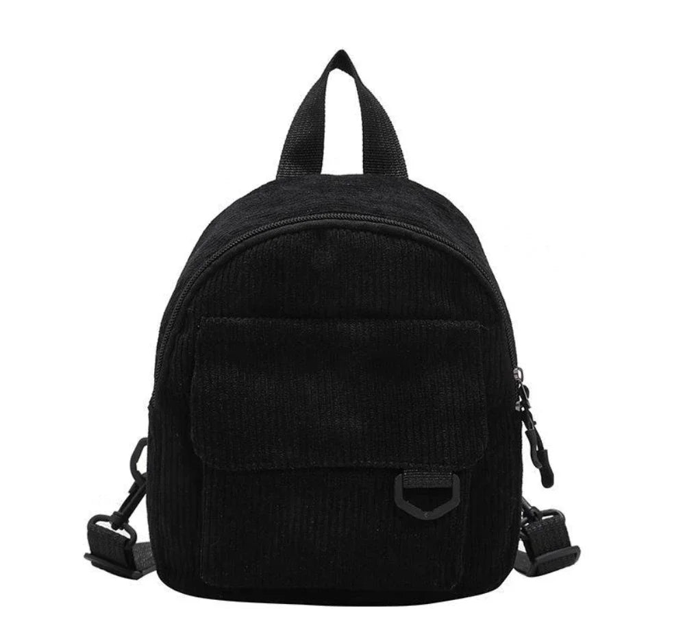 Women's Mini Backpack Fashion Solid Color Corduroy Small Simple Casual Traveling Large Capacity Durable Female's Schoolbag