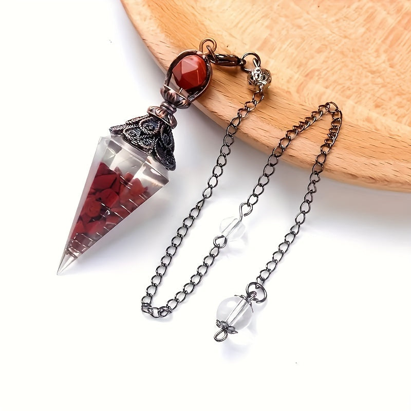 1pc 7 Chakra Crystal Stone, Faceted Pendant Pendulum, Life Tree Pendulum For Divination, Wizardry