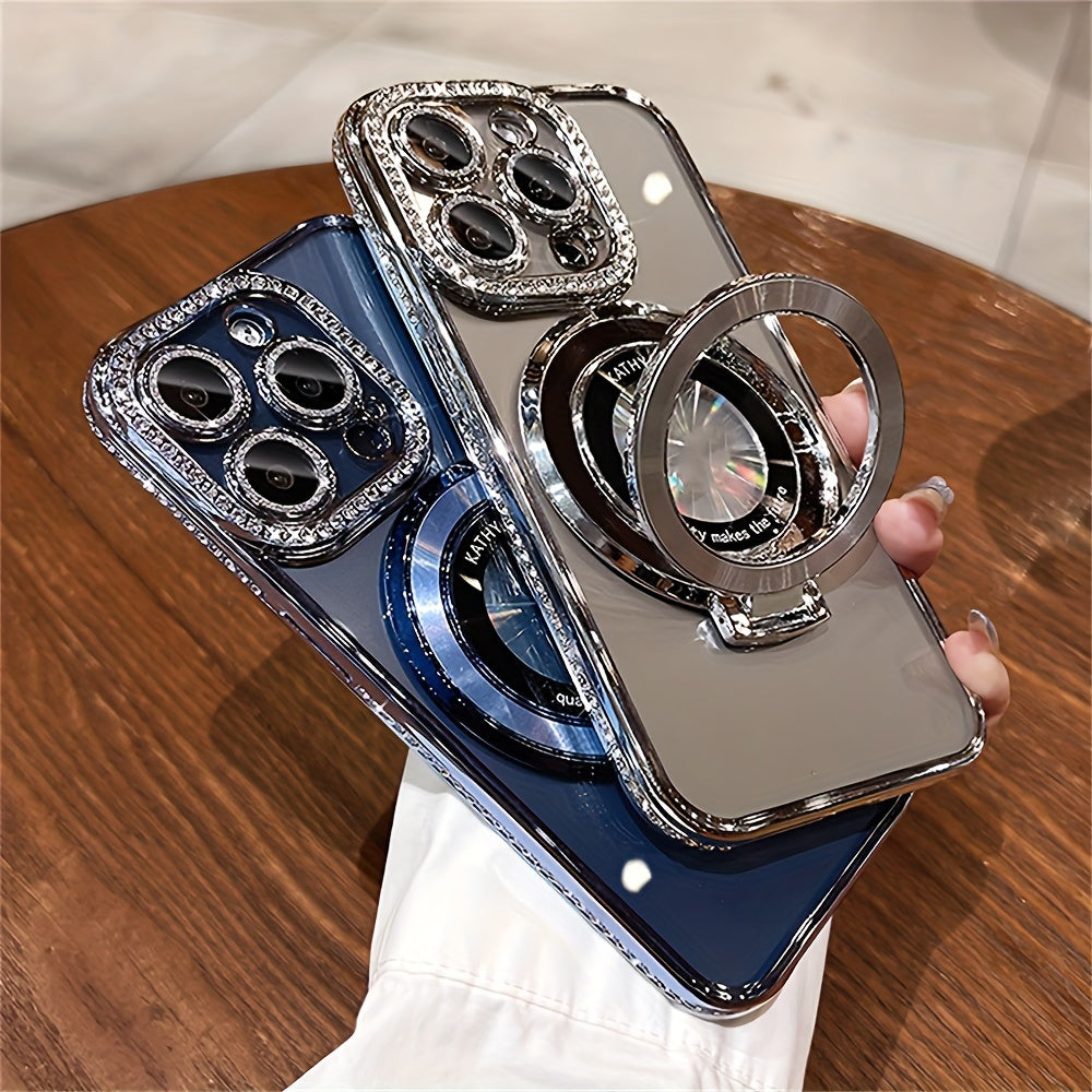 Stylish Rhinestone Phone Case with Lens Protection - Durable, Scratch-Resistant, and Shock-Absorbing - Compatible with iPhone 15, 14, 13, 12 Pro Max