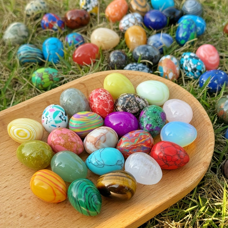 20pcs Natural Polished Stone Egg Crystal, Large Stone Polished Mineral Egg, Palm Chakra Egg Crystal, Perfect Easter Decoration Easter Gift Random