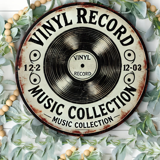 Room Decor 1pc Vintage Vinyl Record Metal Sign, Retro Music Collection Wall Art, Aluminum Home & Office Decor, Ideal Gift for Music Lovers