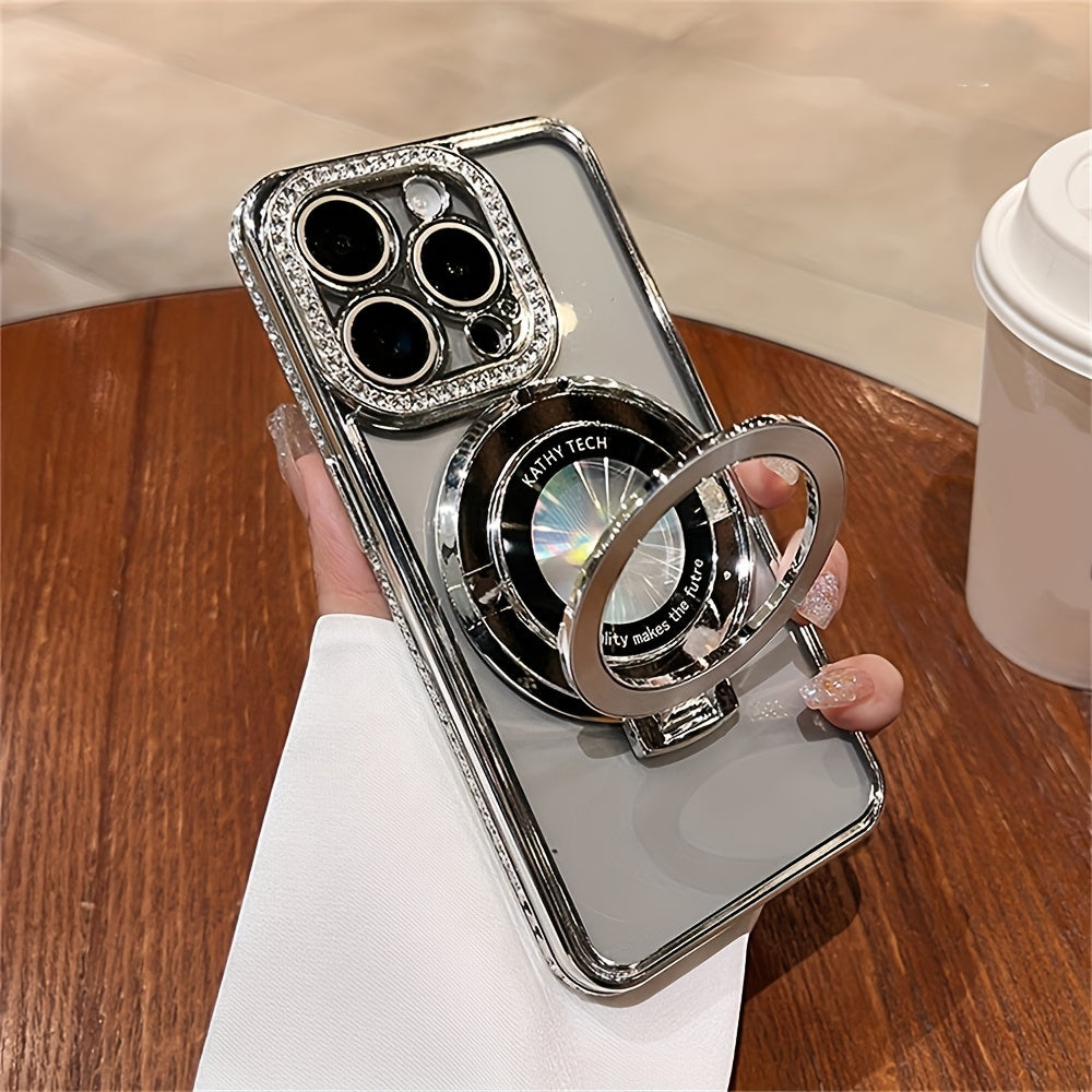 Stylish Rhinestone Phone Case with Lens Protection - Durable, Scratch-Resistant, and Shock-Absorbing - Compatible with iPhone 15, 14, 13, 12 Pro Max