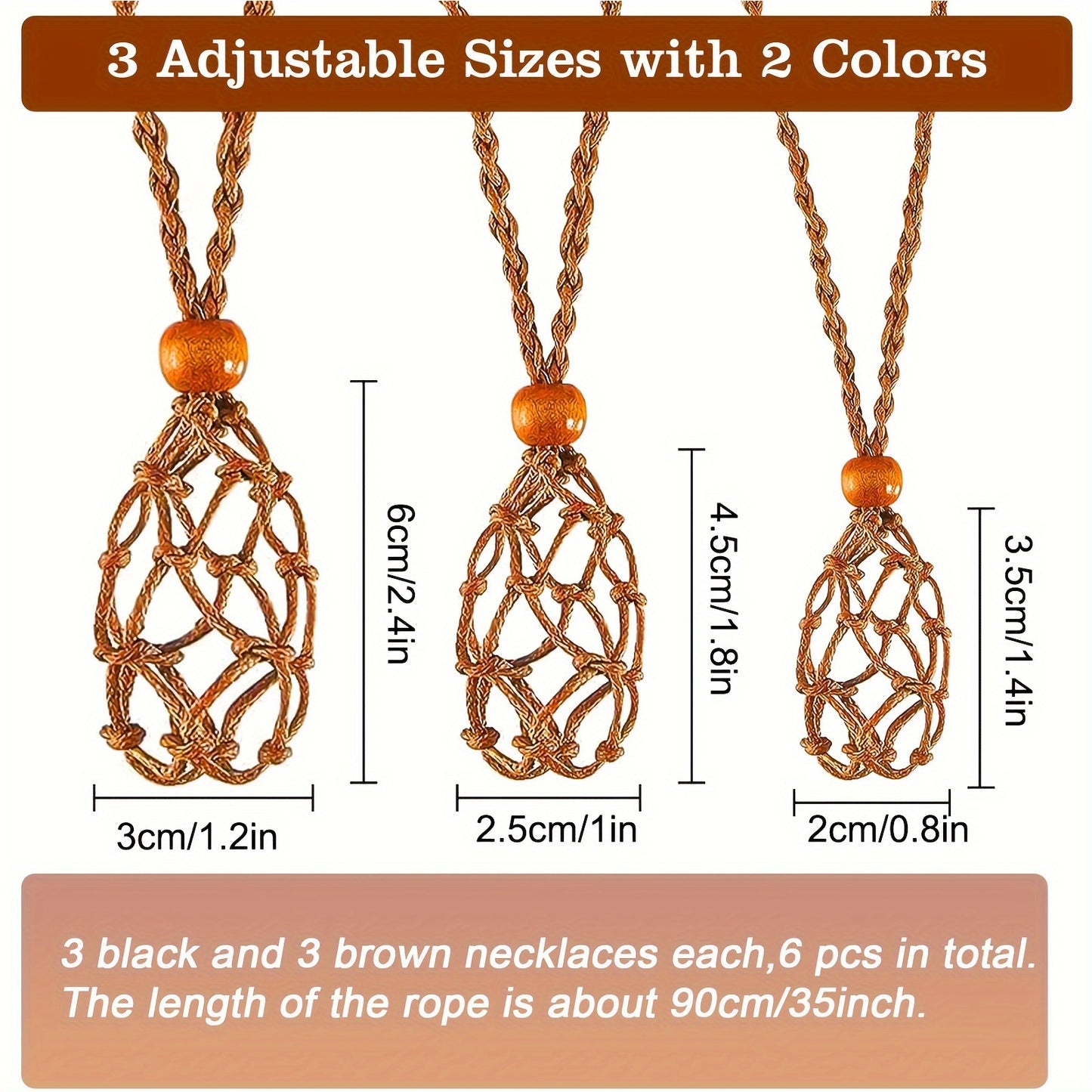 10pcs Crystal Necklace Bracelet Holder Cord, Adjustable Empty Stone Holder, Boho Cage Holder Rope for DIY Jewelry Making