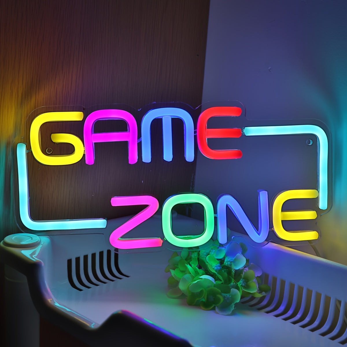 Game Zone LED Neon Sign - USB Powered, Wall Hanging, Single Color, Multipurpose Night Light for Gaming Room, Home, Party, Pub, Club - 11.77'' x 5.47'', Plastic with Metal Finish, Switch Control