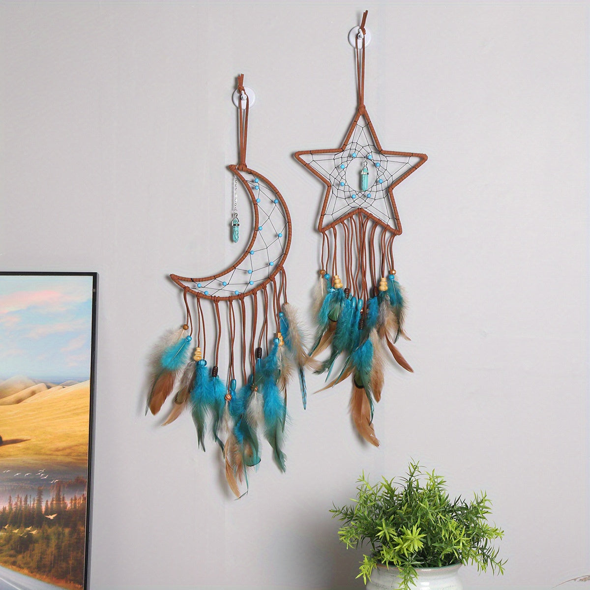 Dream Catcher, Wall Hanging Decoration,  Star Moon Dream Catchers For Bedroom, Ornament Craft Gift Living Room, Bedroom, Dormitory, Classroom, Christmas Wedding Gifts For Girls Boys