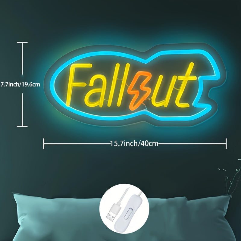 Fallout LED Neon Sign - Multi-Color USB Powered Plastic Wall Hanging Neon Light with Switch Control for Game Room, Bedroom, Man Cave - Energy-Saving Neon Merchandise Gift for Men And Boys