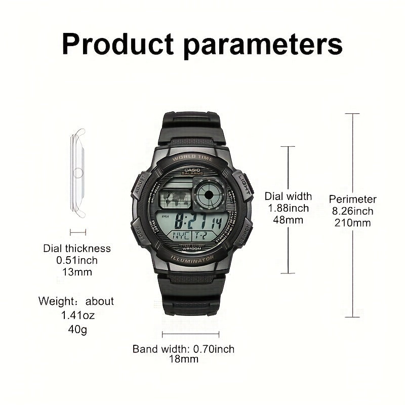 Casio AE Series Digital Sports Watch Water Resistant 100m