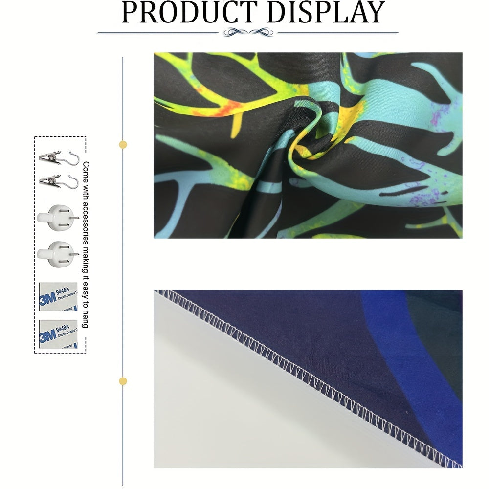 1pc Peach Skin 90gsm Psychedelic Tree of Life Black Light Tapestry, Psychedelic Mandala Fluorescent Hanging Cloth, UV Black Light Decorative Cloth, for Home Living Room Use