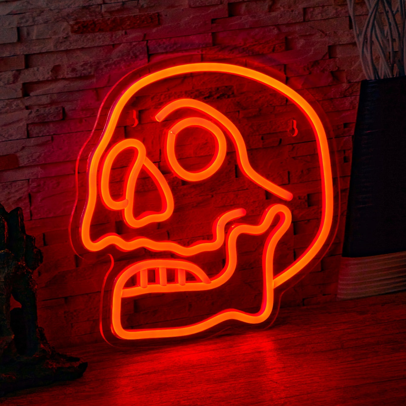 1pc Backboard Led Neon Sign, Halloween Skull Neon Sign, Line Switch 5V USB Powered Wall Hanging Light