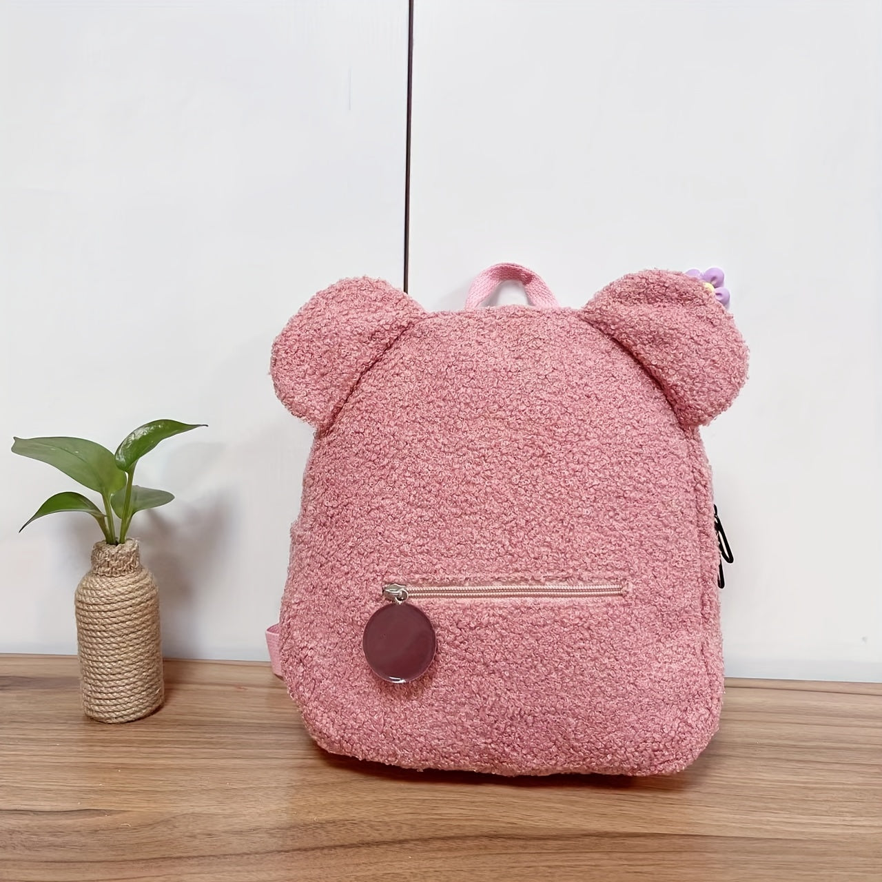 Personalised Womens Girls Cute Bear Pattern Backpack Plush Backpack for girls Custom Name Small Casual Shoulder Daypack Personalised Embroidery Cute Backpack for School Bear Ears Animal Plush Backpack Custom Name Small Backpa