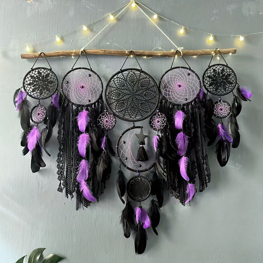 Bohemian Dream Catcher Wall Hanging Set of 5, European Style Home Decor, Feathered Handmade Dream Catchers for General Use, Universal Holiday Decor, No Electricity Required - 1 Set