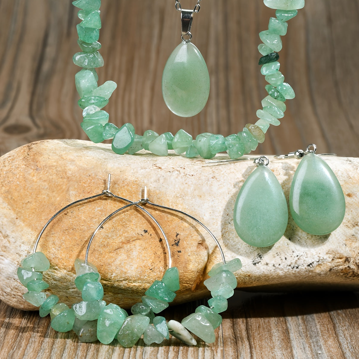 6pcs Irregular Purple Crystal Necklace Earrings Set, Bohemian Fashion, for Daily, Holiday, Gift